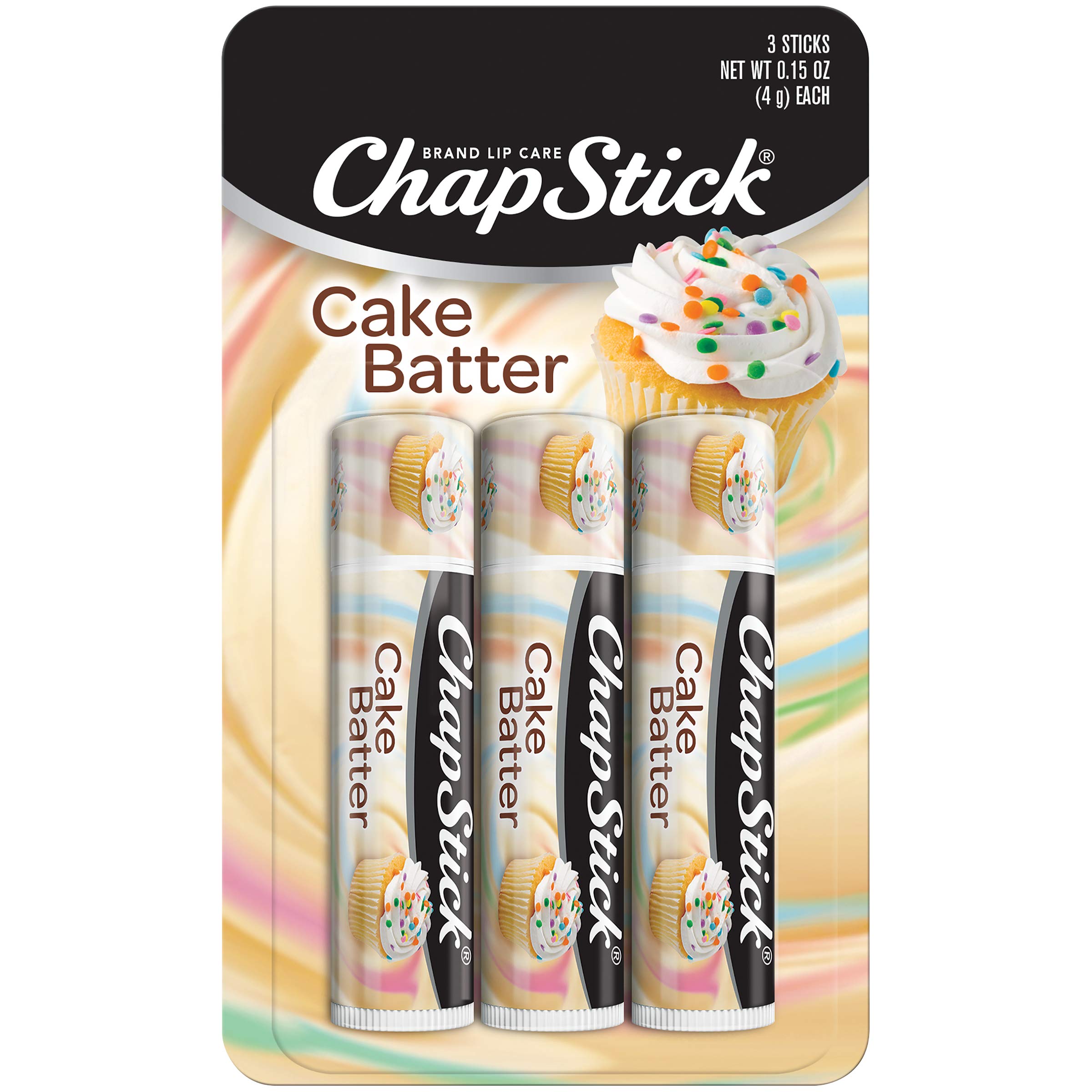 ChapStick Cake Batter Limited Edition Flavored Lip Balm Tubes, Lip Moisturizer for Lip Care - 0.15 Oz (Pack of 3) - 