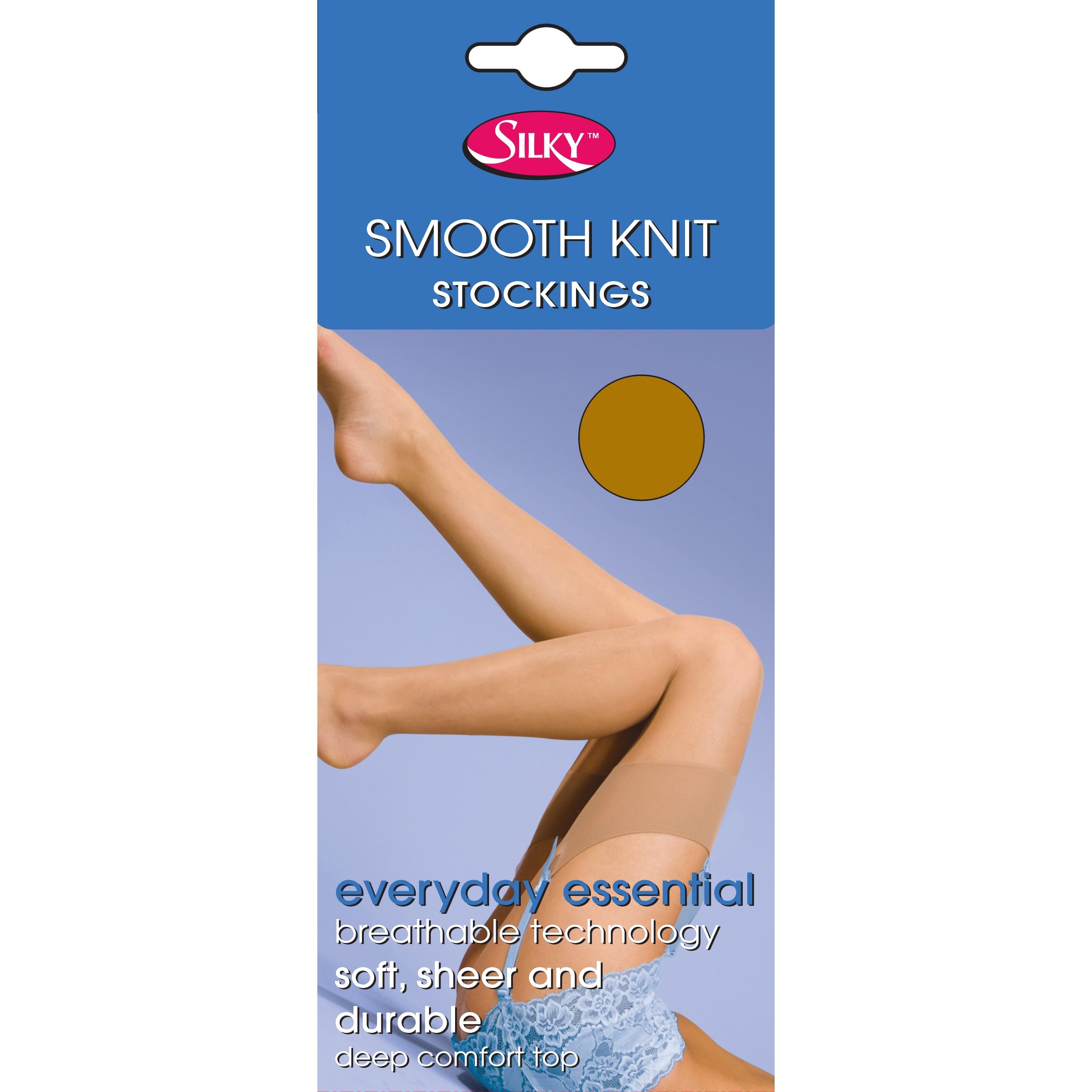 Silky Womens/Ladies Smooth Knit Stockings (1 Pairs) (Medium (5ft-5ft8”)) (Natural Tan)