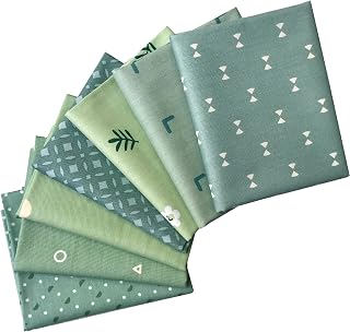 Qililandiy 7 Pcs Fat Quarters Fabric Bundles Quilting Fabric Bundle Patchwork for Sewing Quilting and Crafting (Green)
