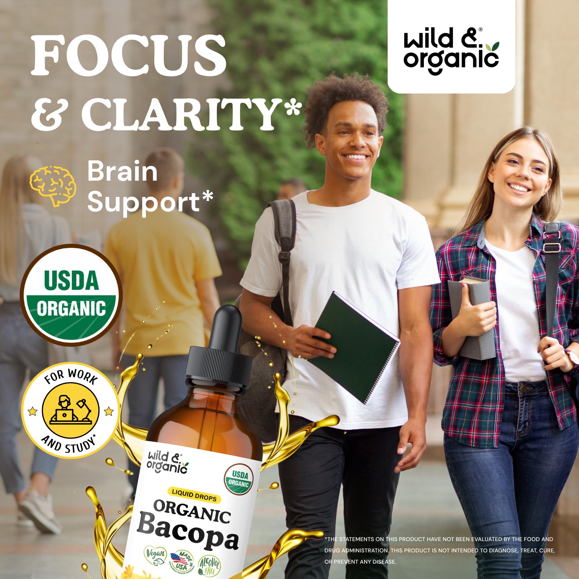 USDA Organic Bacopa Monnieri Supplement - Brain & Focus Support - 4 fl oz — Amazon image 2