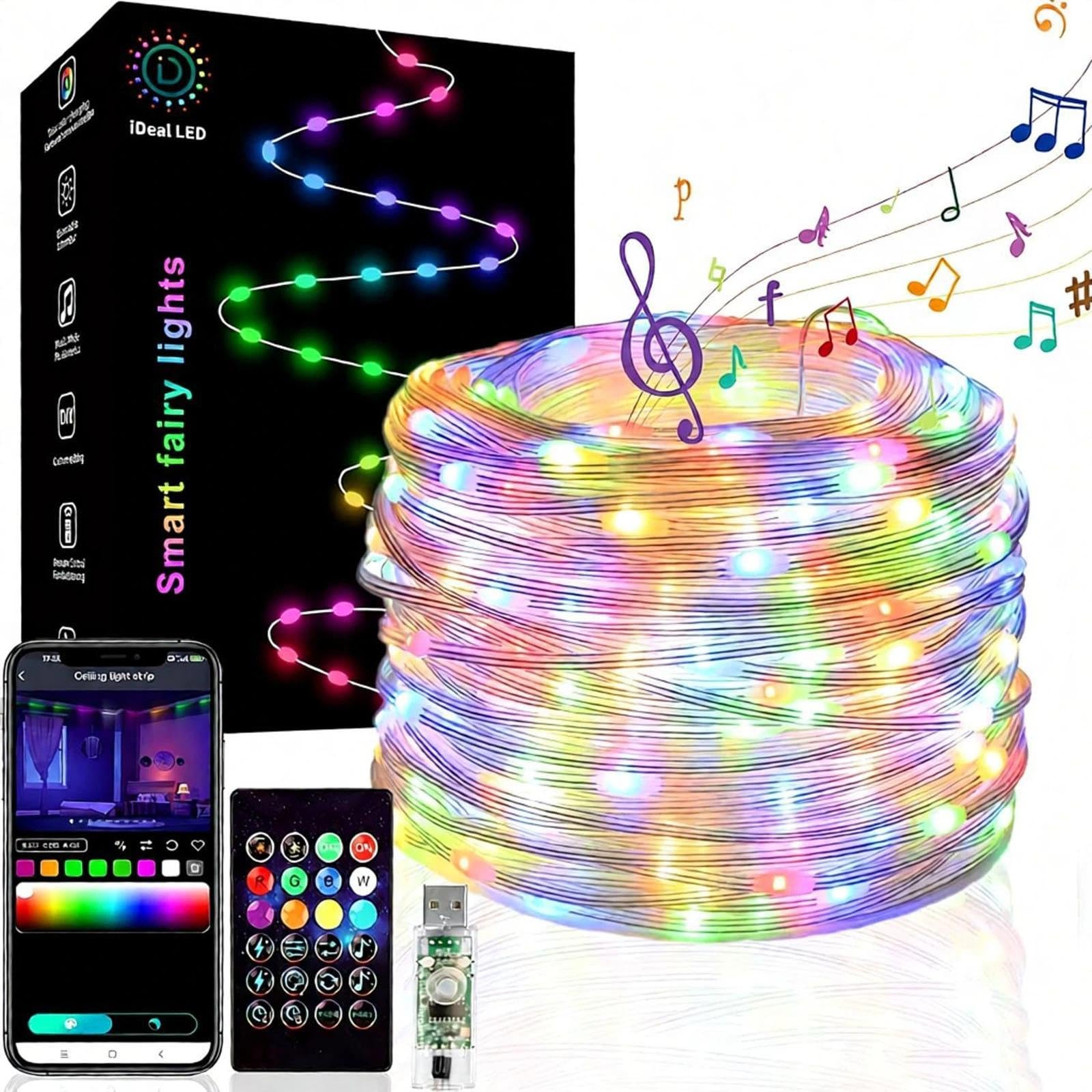 Sponsored Ad – 10M 100LED Smart Fairy Lights,Christmas String Lights for Bedroom,RGB USB Christmas Lights APP Control,IP67 Waterproof,Timer,DIY Color,Music Sync&Camera Color for Party,Wedding,New Year Decor