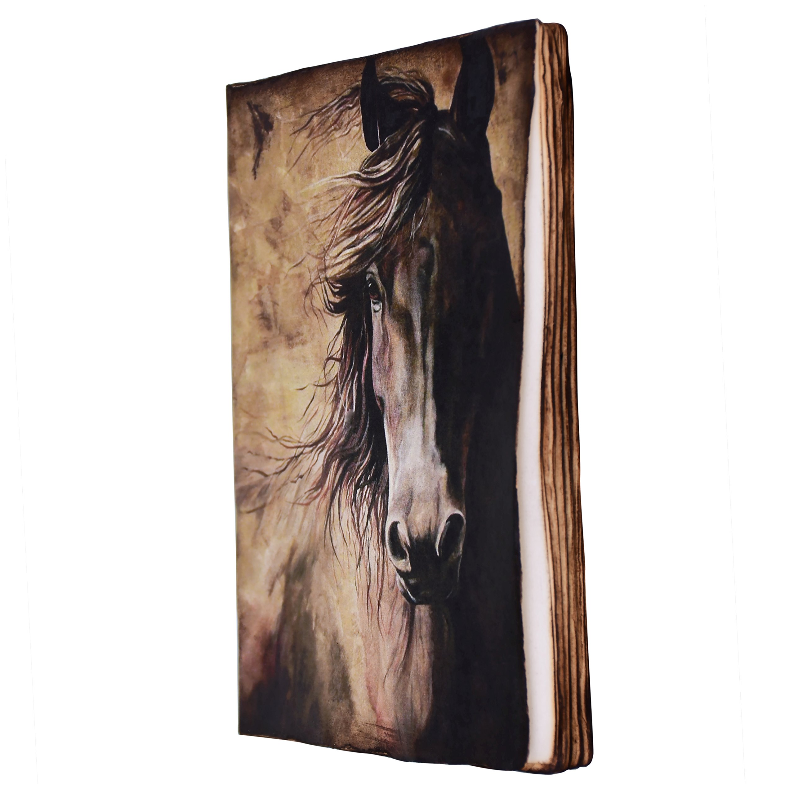 Purpledip Travel Journal (Vintage Diary) 'Calm-Amidst-Fury': Fire Burnt Handmade Paper Notebook; Unique Gift For Personal Memoir (10765)