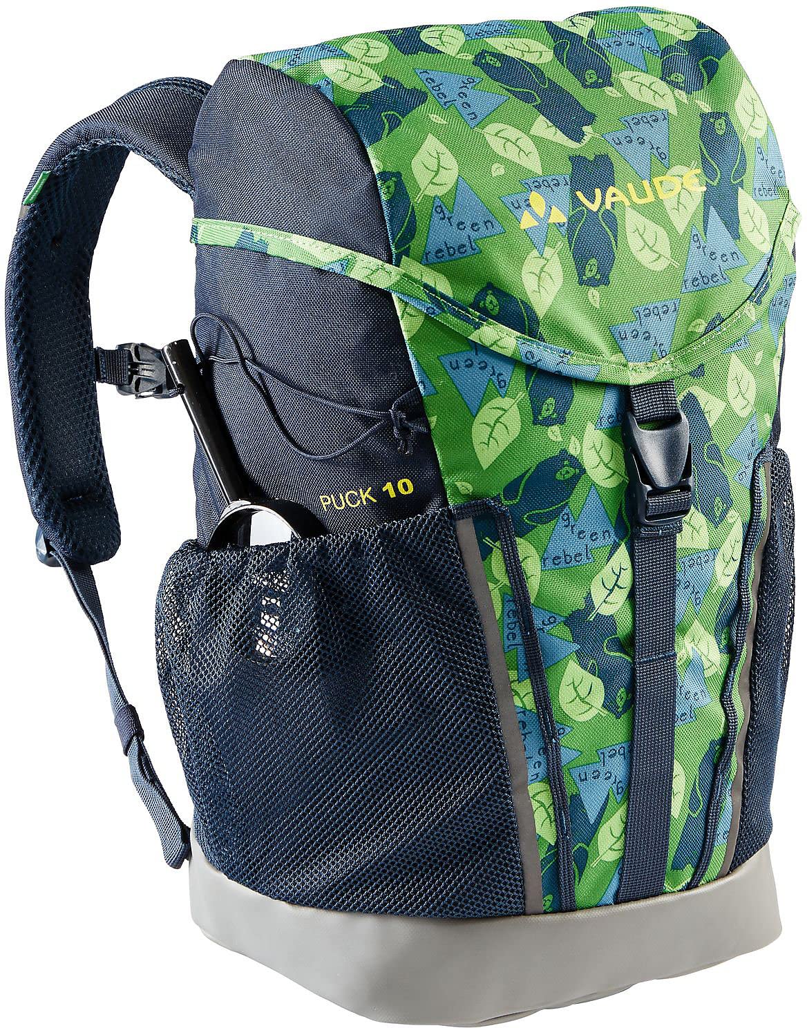 VAUDE Children's Backpack Boys and Girls Puck, Comfortable Hiking Backpack Children, Weatherproof School Backpack with Rain Cover and Magnifying Glass, Lots of Storage Space, Blue/Eclipse, 10 Litres