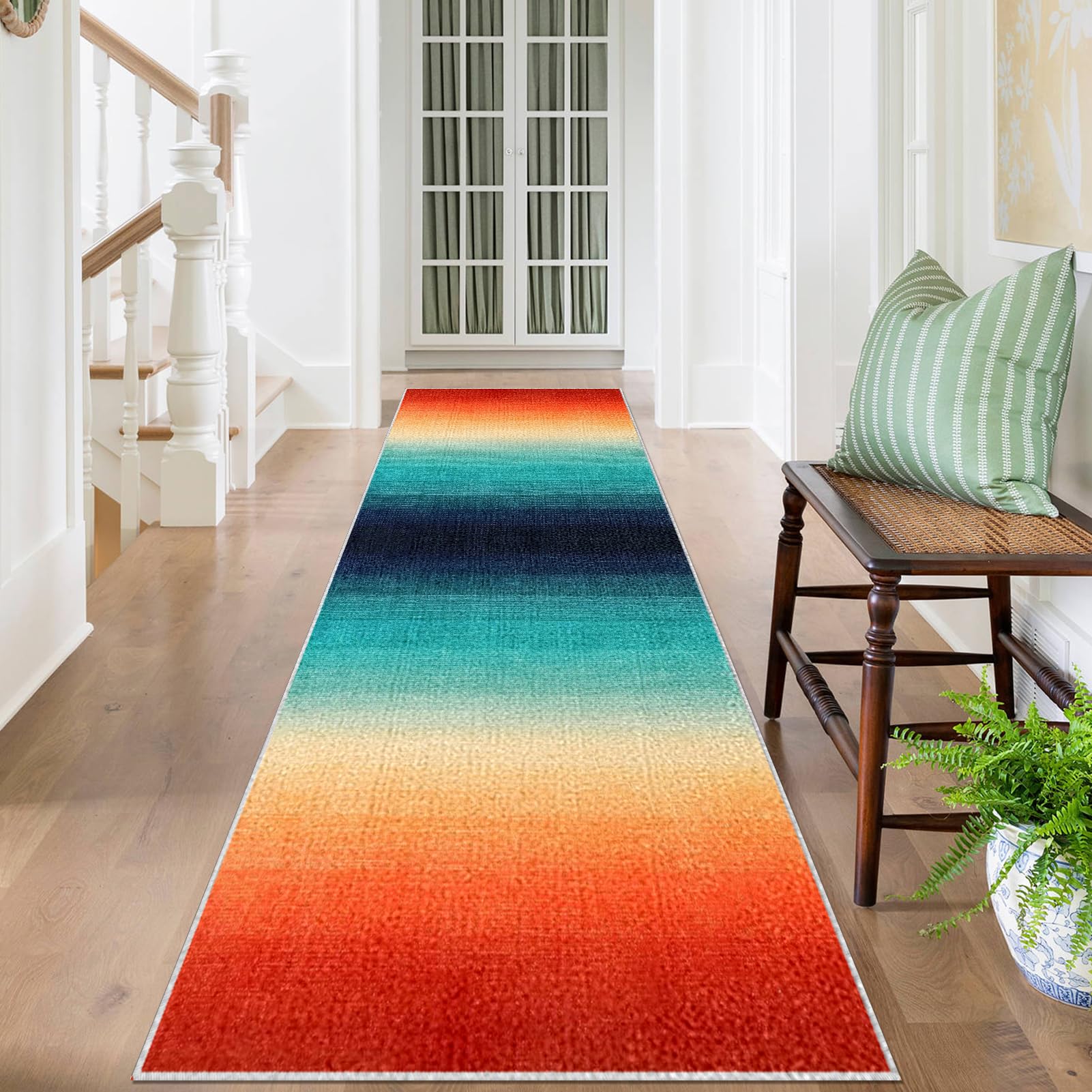 Chodnik dywanowy, antypoślizgowy, 60 x 240 cm, bieżnik na korytarz, dywan wejściowy, nadaje się do prania, chodnik kuchenny, dywan na korytarz, dywan do korytarza, sypialni