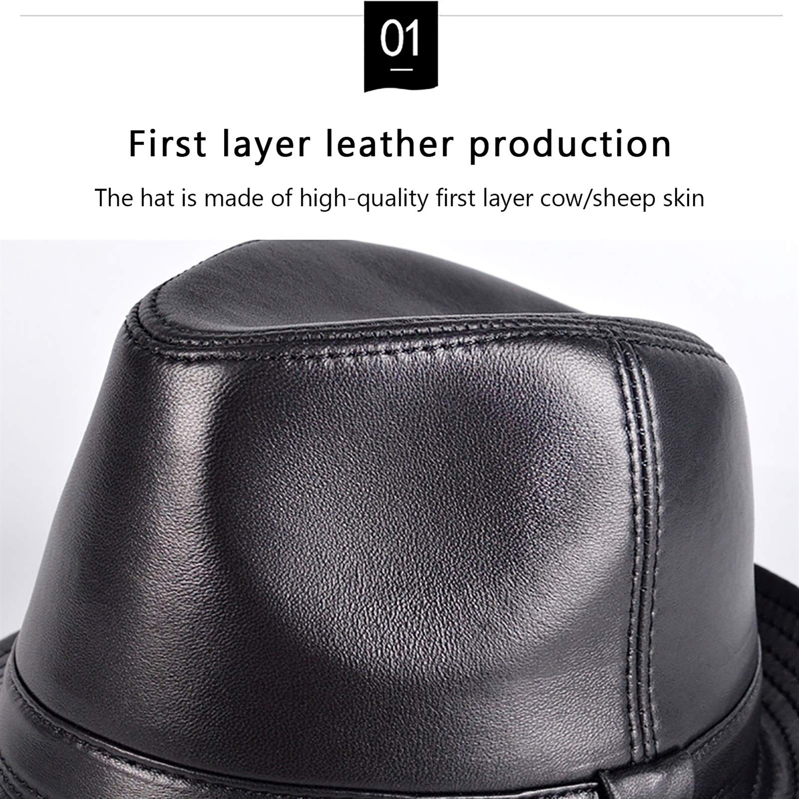 Sombreros de invierno, cuero Fedoras Hat Sheepskin Big Brim Jazz Cap Fiesta Bowler Gentleman Sombreros Cap Classic