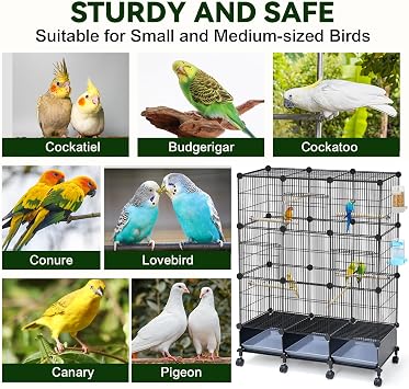VISCOO Encrypted Metal Bird Cage (46 x 36 x 12) for Parrot Parakeets