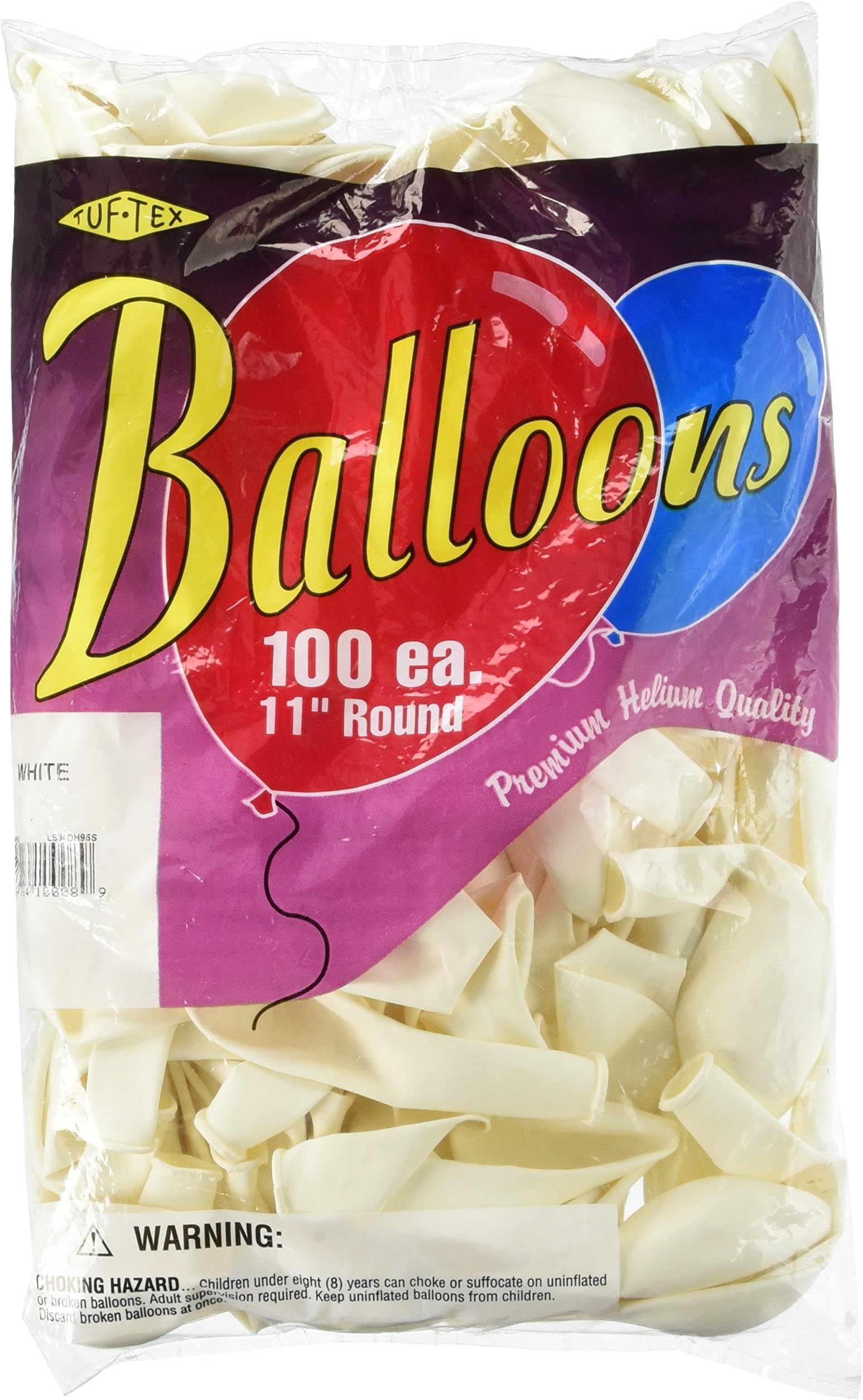 100 Count Tuftex Latex Balloons, 11", White