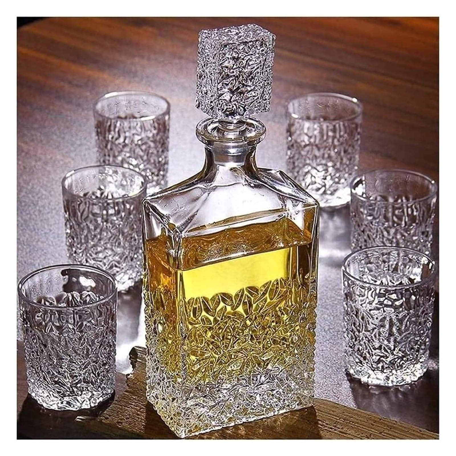 Karafka do whisky，Karafka i szklanka do whisky Karafka do wina 7-częściowy zestaw karafek i kieliszków Karafka 850 ml i 6 kieliszków