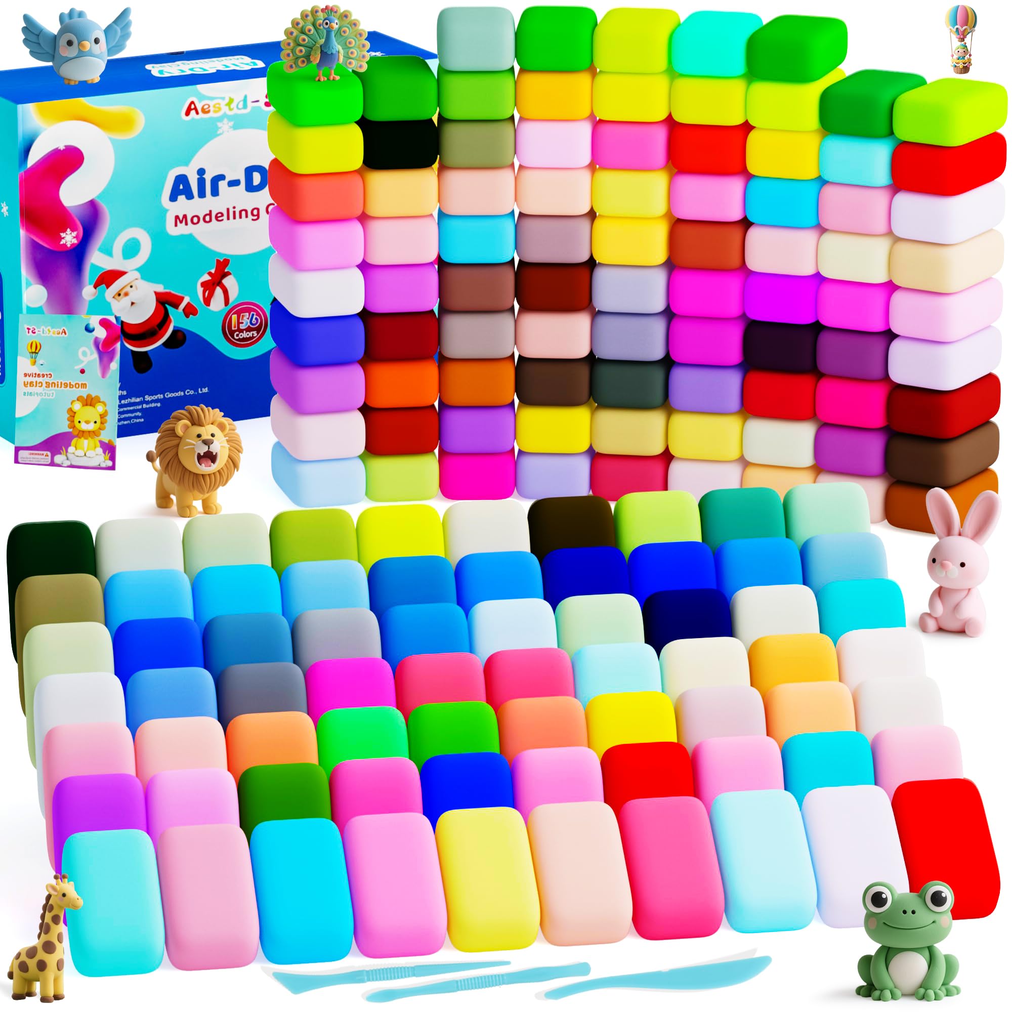 Air Dry Clay 156 Colors, Modeling Clay for Kids, Model Magic Clay, DIY Molding Clay Kit with Sculpting Tools, Soft and Non-Sticky, Gift for Boys Girls Kids