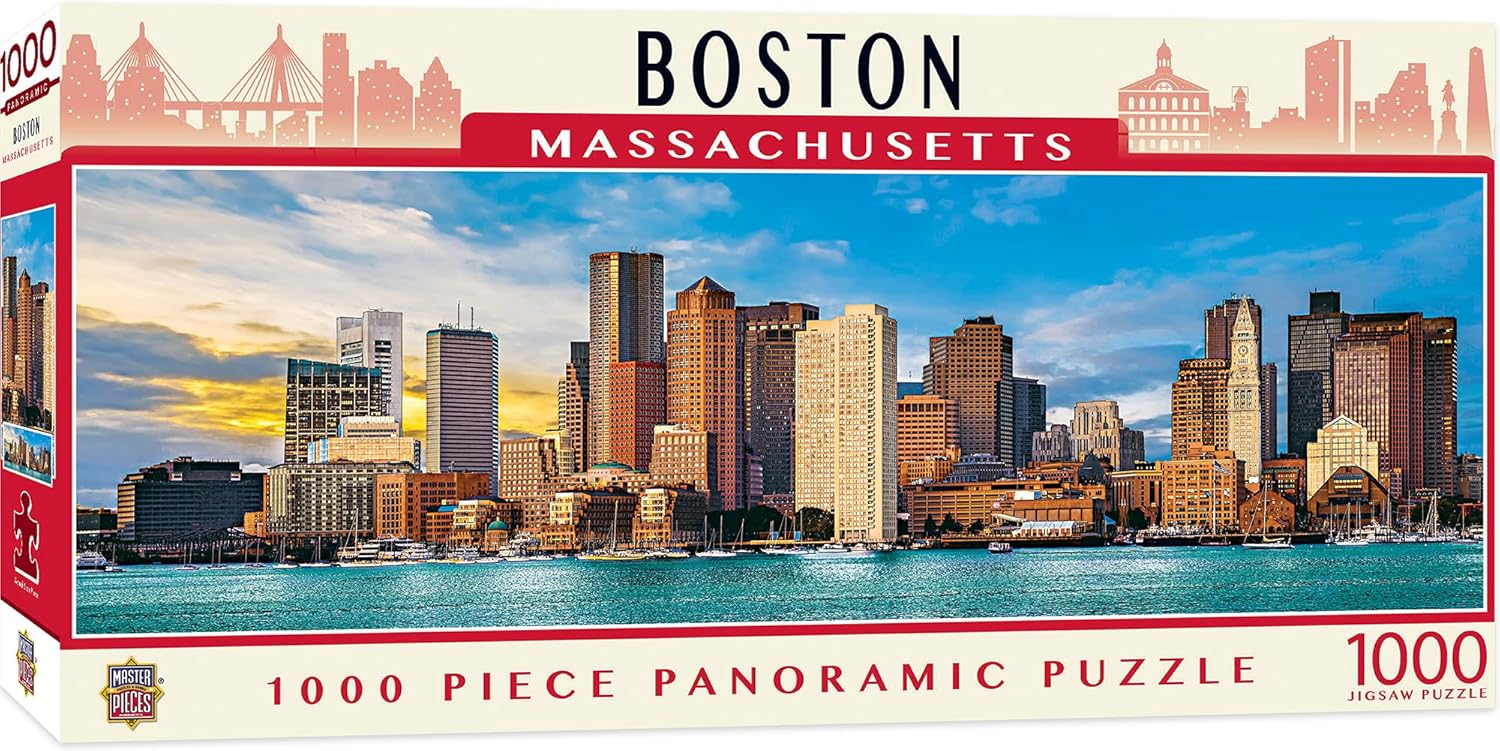 Masterpieces 1000 Piece Jigsaw Puzzle for Adults, Family, Or Kids - Boston Panoramic - 13"x39"
