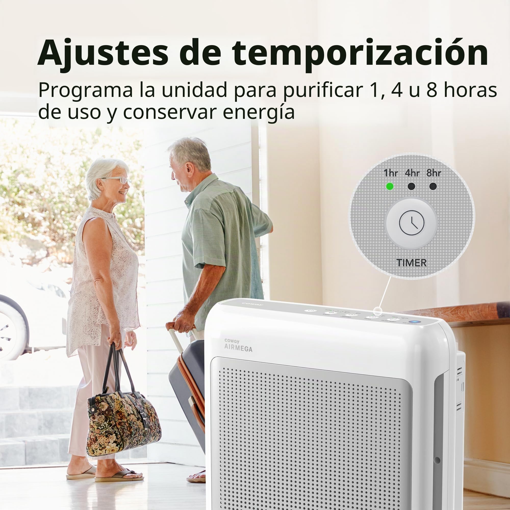 COWAY Purificadores de aire para el hogar de hasta 1.748 pies cuadrados, filtro HEPA verdadero para humo, alergias, caspa de mascotas, olor, monitor de calidad del aire, modo automático y ecológico,