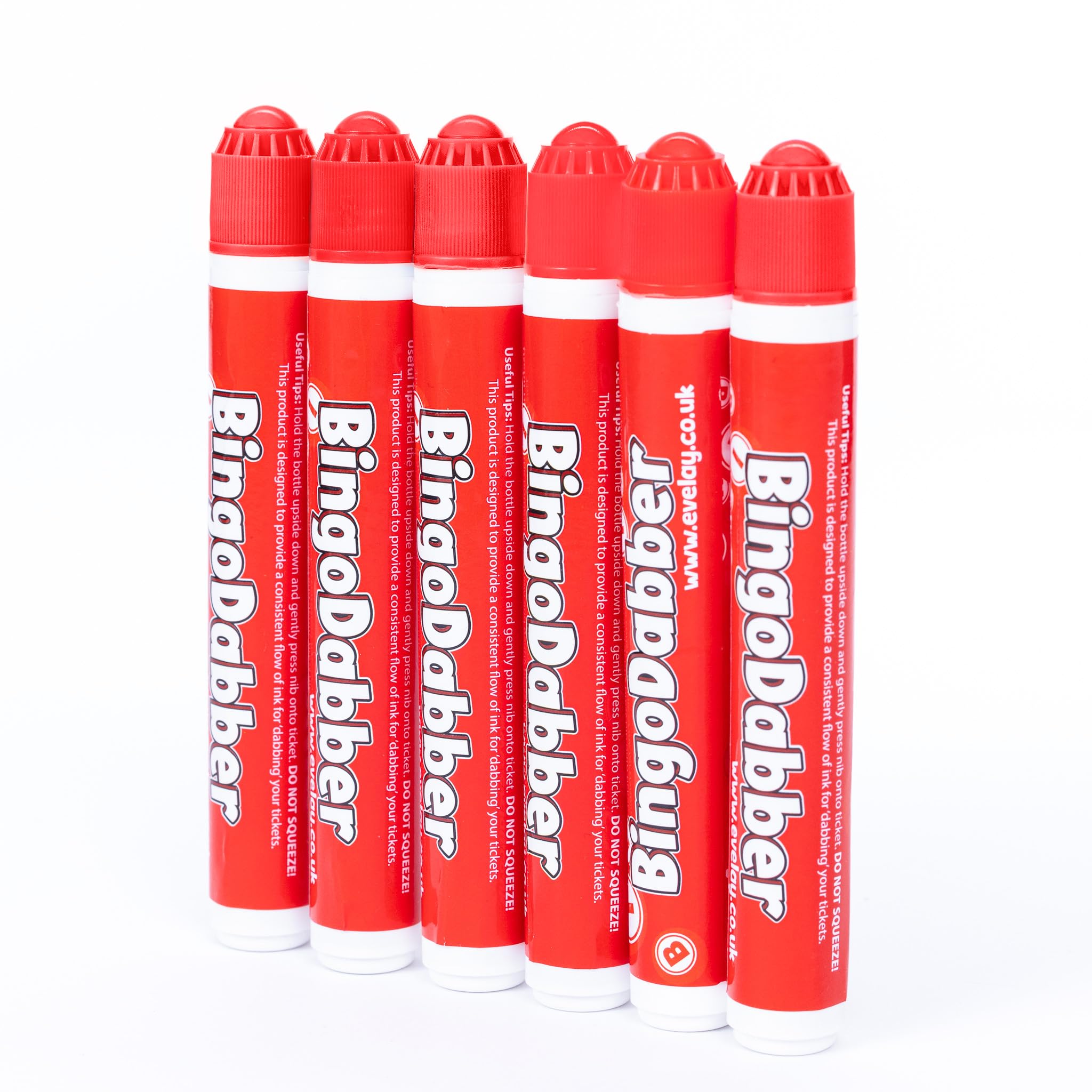 evelay 6 Bingo Dabbers - 20ml Slimline Markers, Red - Image 2