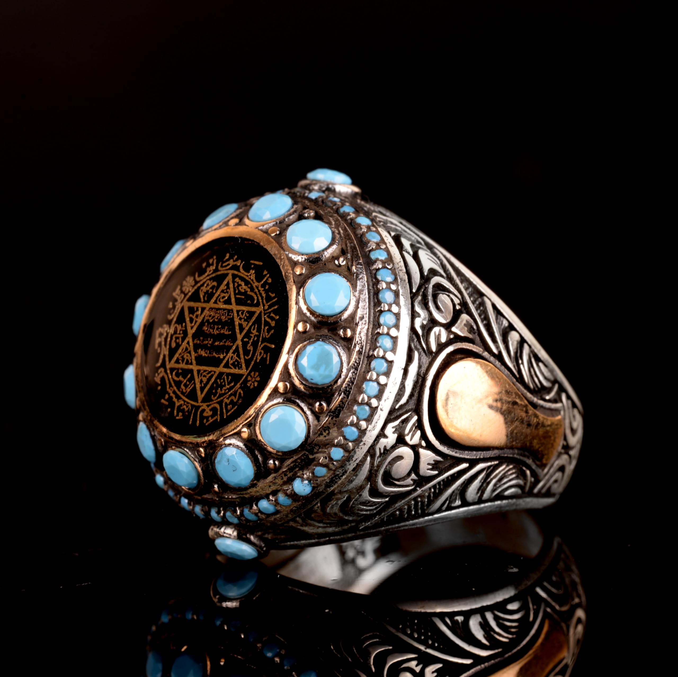 KAMBO Anillo de plata de ley 925, anillo de estrella de David, de sello del rey Salomón, plata, sin piedras preciosas, Sin piedras preciosas