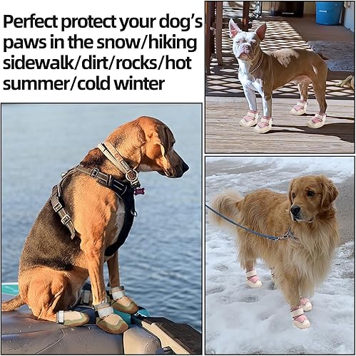 Miniatura 4 de Hcpet Botas transpirables para perros para pavimento caliente, resistentes al calor con correas reflectantes, protectores de patas para cachorros al