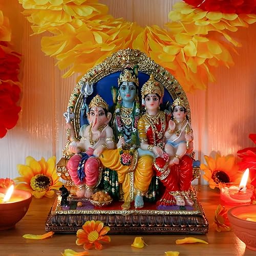 Miniatura 3 de Estatua familiar de Dios Shiva hindú – 6.9 pulgadas de alto Murti Shiva Familia Diwali regalo Pooja Artículo Puja Regalos para amigos indios,