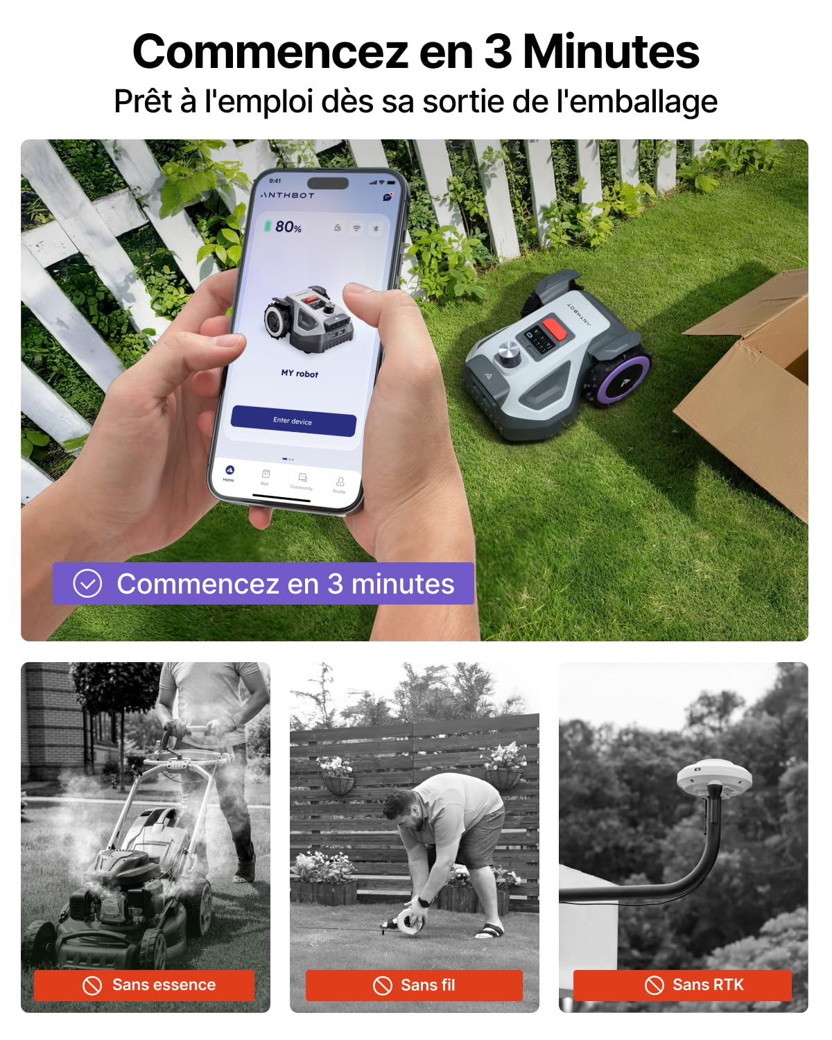 ANTHBOT M5 LiDAR 360° Robot Tondeuse — vue 2
