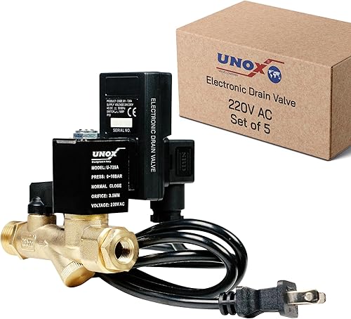 Miniatura 9 de Válvula de drenaje electrónica UNOX para compresor de aire, 1/2" NPT a 1/4" NPT 220V AC Válvula automática de drenaje de tanque temporizada con