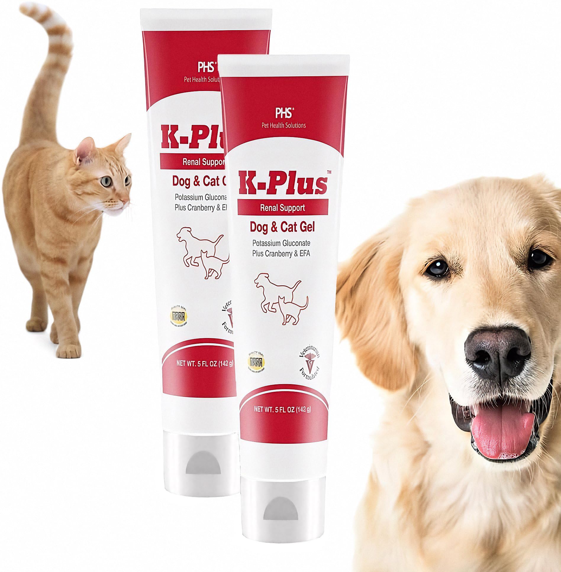 K-Plus Potassium Gluconate Renal Gel Plus Cranberry and EPA for Dogs and Cats - Veterinarian Approved Renal Supplement - Supports Potassium Balance -(2 Pack)