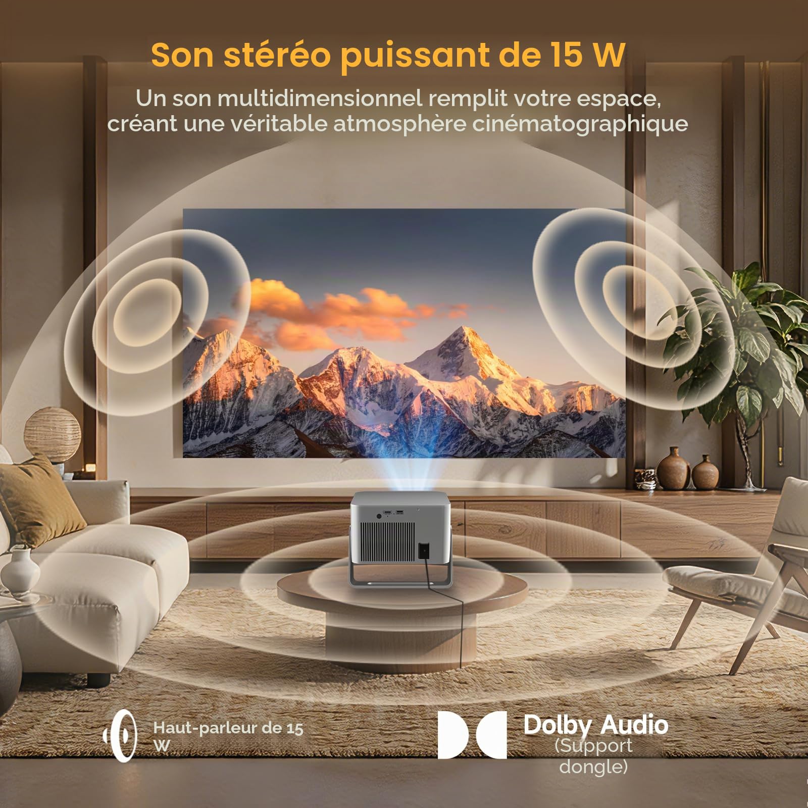 Alwtniet Vidéoprojecteur 4K avec Google TV – Full HD 1080P Natif, Autofocus Automatique du Trapèze, Projecteur Video Mini Retroprojecteur Home Cinéma, Bluetooth, WiFi, Portable Ultra Courte Focale
