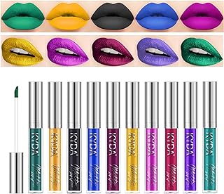 KYDA 10 Colors Lipstick Set, 5 Matte Velvet & 5 Shimmer Metallic Lips Co...