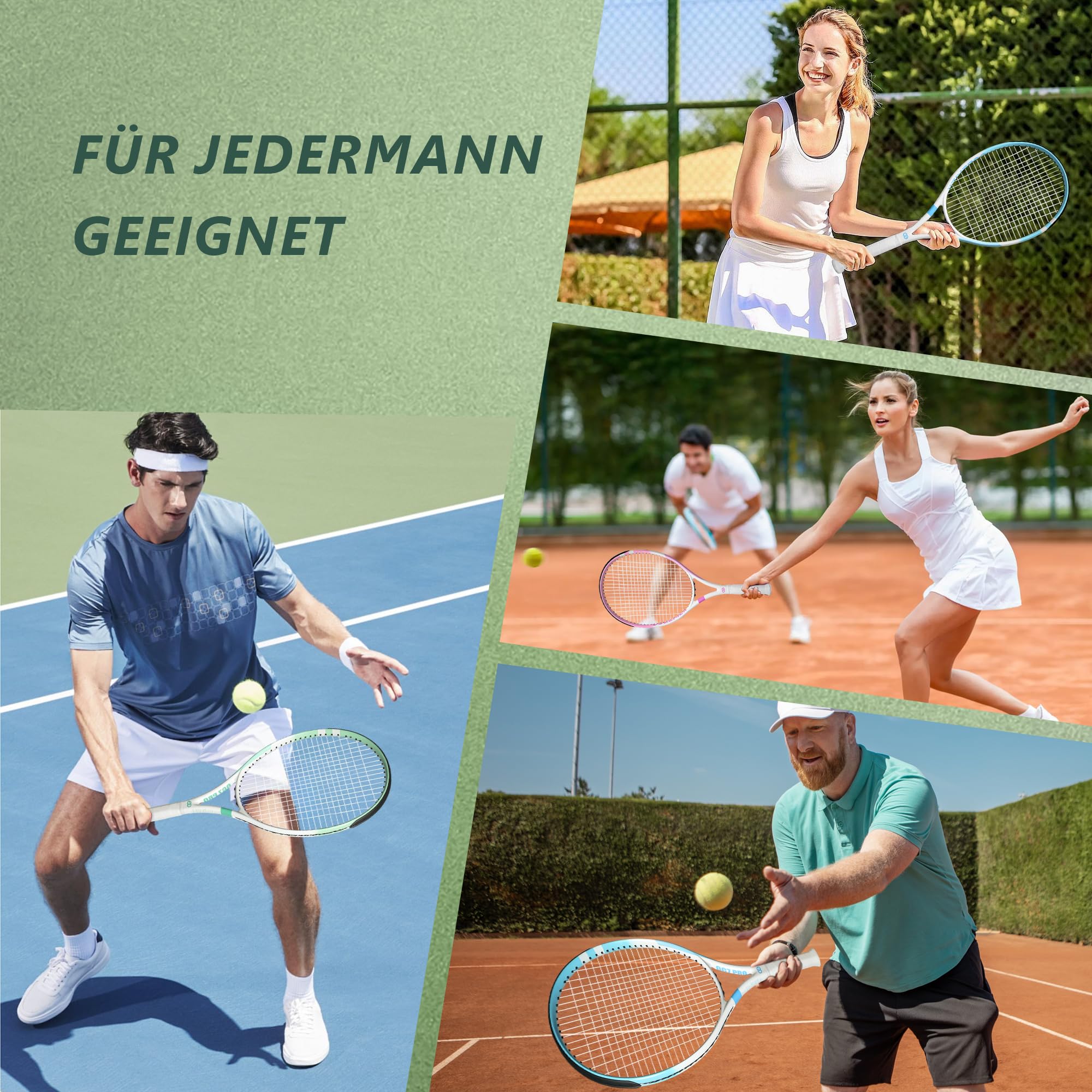 OGEENIER Racchetta da tennis 27 pollici, racchetta da tennis da donna, uomo, in grafite, per adulti, principianti e tempo libero, leggera, con borsa da tennis