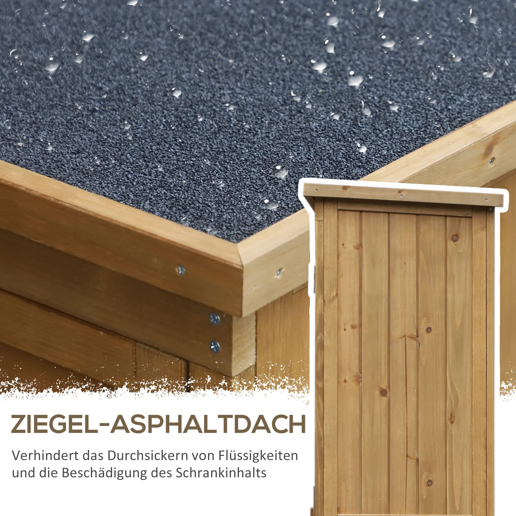 Outsunny Gartenschrank Holz wetterfest 87x46,5x160cm Gerätehaus mit Tür Pultdach