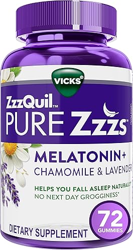 Vicks ZzzQuil Pure Zzzs Gomitas de melatonina para la ayuda del sueño con sabor natural 72 1