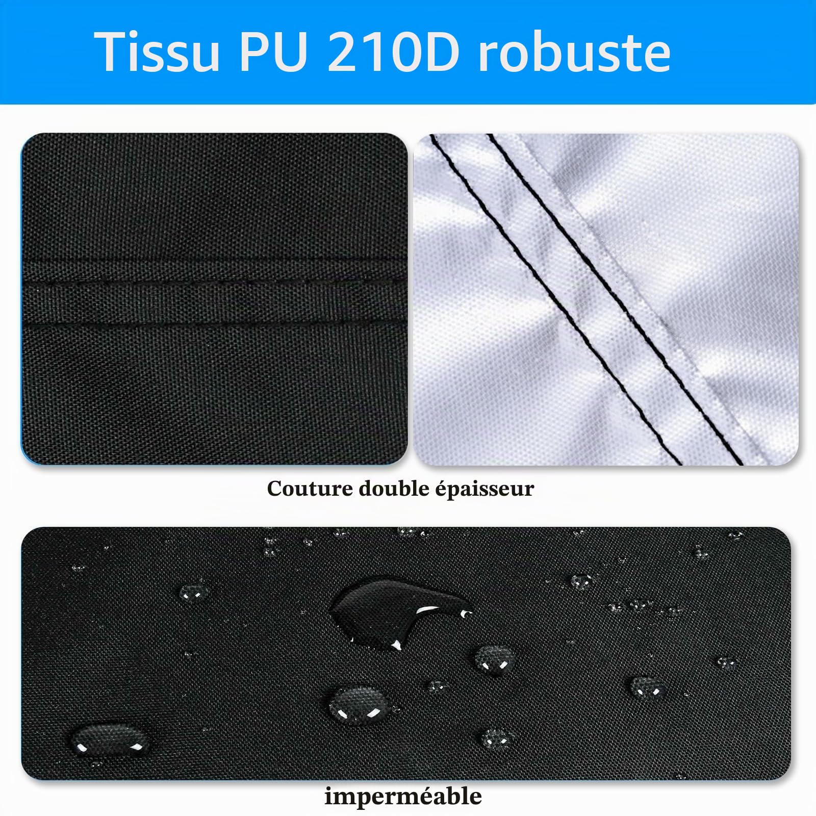Bâche de Piscine rectangulaire 400 x 210 cm pour Piscine Hors Sol 4x2 m Résistant aux UV Anti-Vent Imperméable