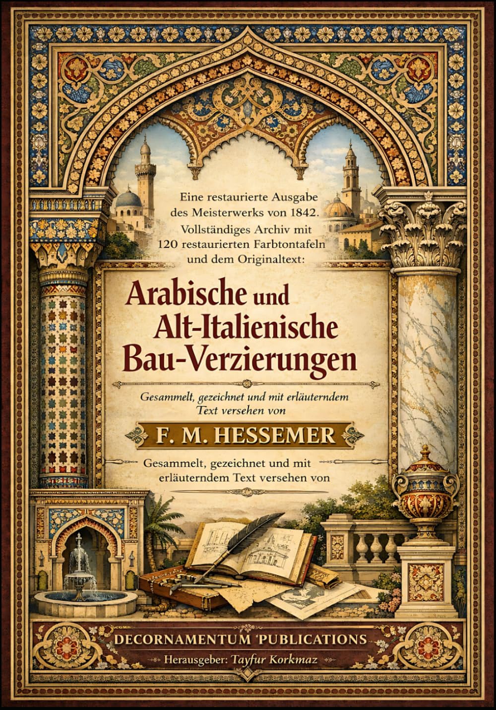 Eine restaurierte Ausgabe des Meisterwerks von 1842. Vollständiges Archiv mit 120 restaurierten Farbtontafeln und dem Originaltext: Arabische und Alt-Italienische Bau-Verzierungen.