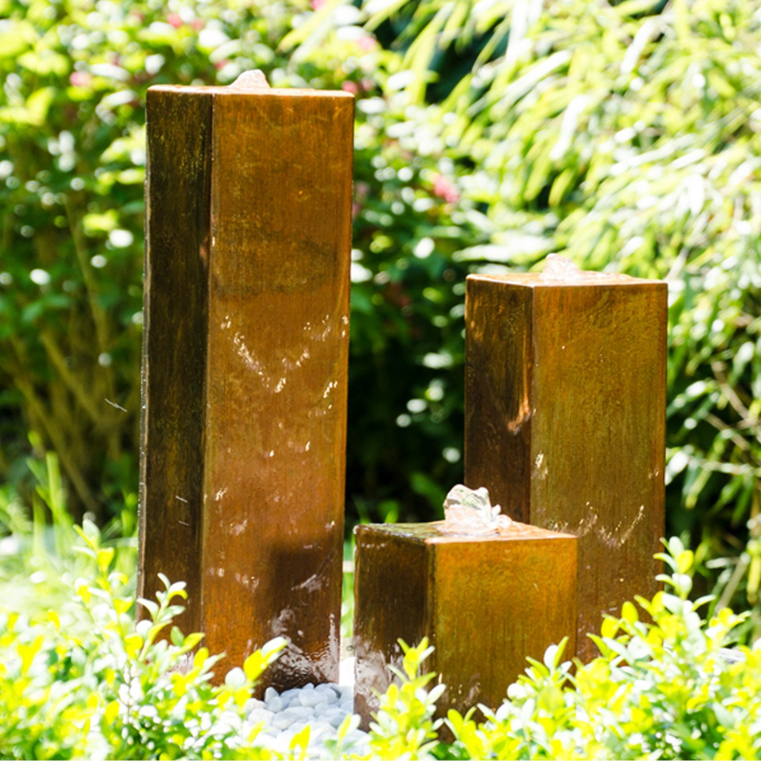 KÖHKO Wasserspiel aus Cortenstahl mit LED-Beleuchtung Brasilien Höhe 15-30-45 cm Gartenbrunnen