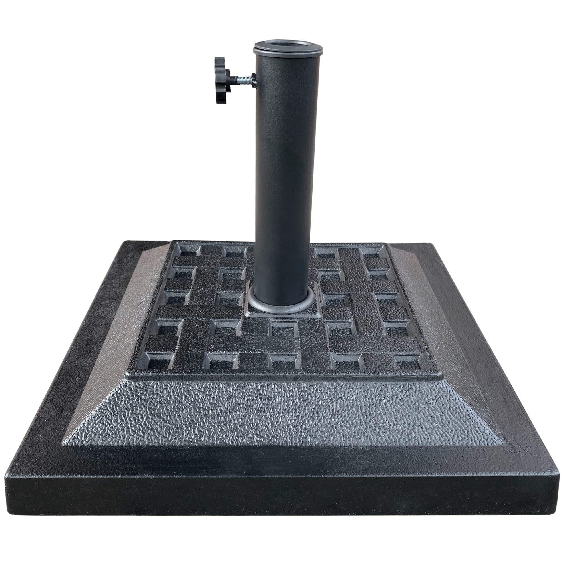 AKTIVE Supporto per ombrellone, base per ombrellone, palo da 38-48 mm, 44x44x33 cm, nero, materiale in poliresina, base per ombrellone da giardino, quadrata, 12 kg, Giardino