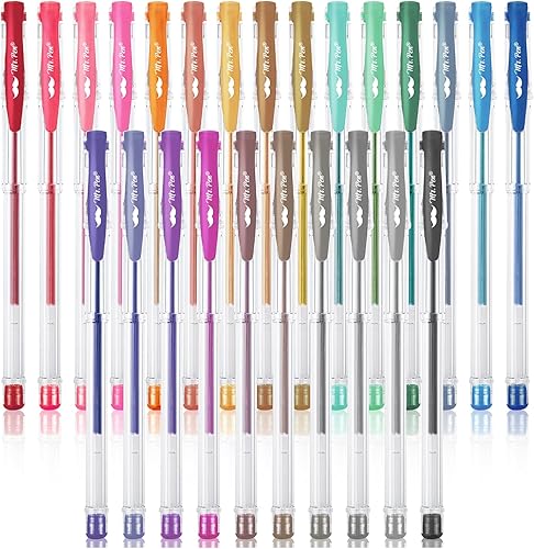 Mr. Pen - Bolígrafos de gel metálicos, 25 colores metálicos únicos, bolígrafos de gel para libros de colorear para adultos, juego de bolígrafos de
