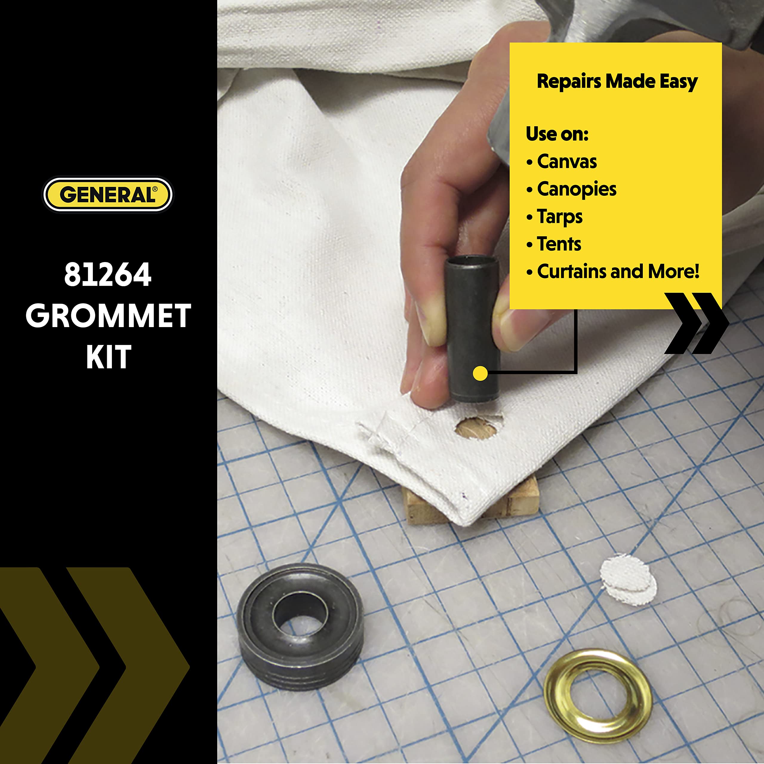 General Tools 3/8"1/2" Grommet Kit Rustproof Solid Brass Grommets