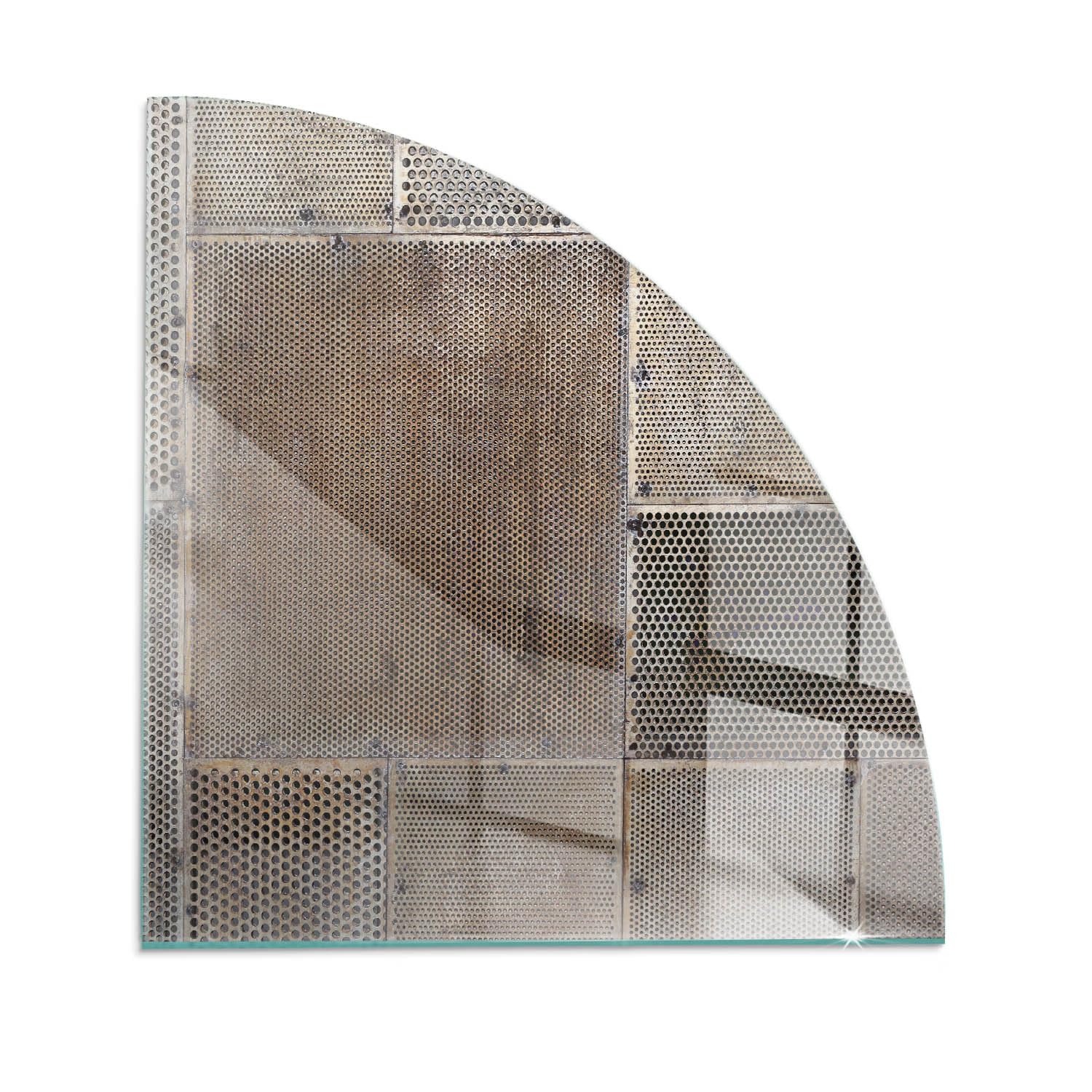 Verre Trempé pour Cheminée 1/4 100x100 cm Imprimé Élégant Protecteur de Sol Plaque de Protection Contre Les Étincelles Rond pour Poêle Résistant à la Chaleur - Modèle de tôle perforée