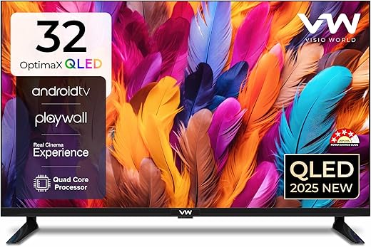VW ( Visio World 80 cm (32 inches) OptimaX Series HD Ready Smart QLED Android TV VW32AQ1 (Black)