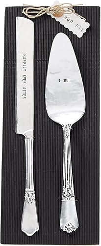 Miniatura 2 de Mud Pie 4635002 Juego de servir pastel de boda y cuchillos, color plateado