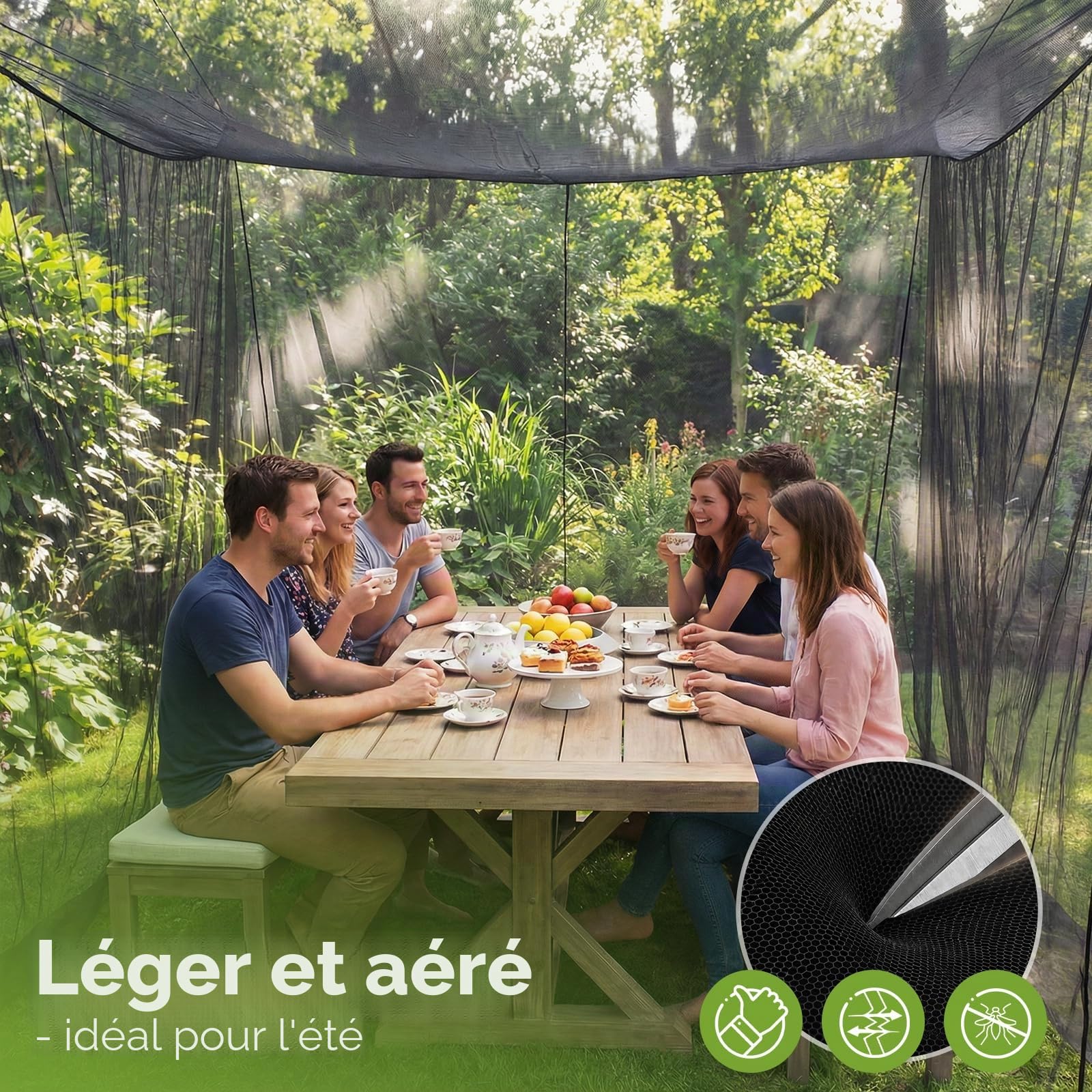 Sekey XXL Moustiquaire de Voyage, Moustiquaire pour Lit Double 300 x 300 x 250 cm, Tente de Camping Fermée, Protection Contre Les Insectes pour Une Utilisation en Extérieur, Terrasse, Noir