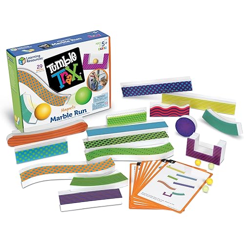 Learning Resources Tumble Trax Magnetic Marble Run, STEM Toy, 28 Piece Set, Ages 5+,Multi-color,5"
