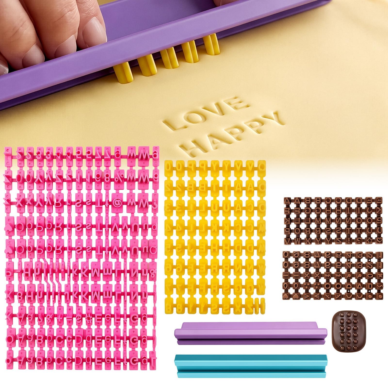 3PACK Alphabet Number Symbol Cookie Cutters Stamp Set, 3 Size Letter Stamps, Clay Letter Stamps for Baking with Deep Impression, Cookie Stamps for Fondant, Cake, Chocolate, Biscuit, Clay Opp Bag Pack