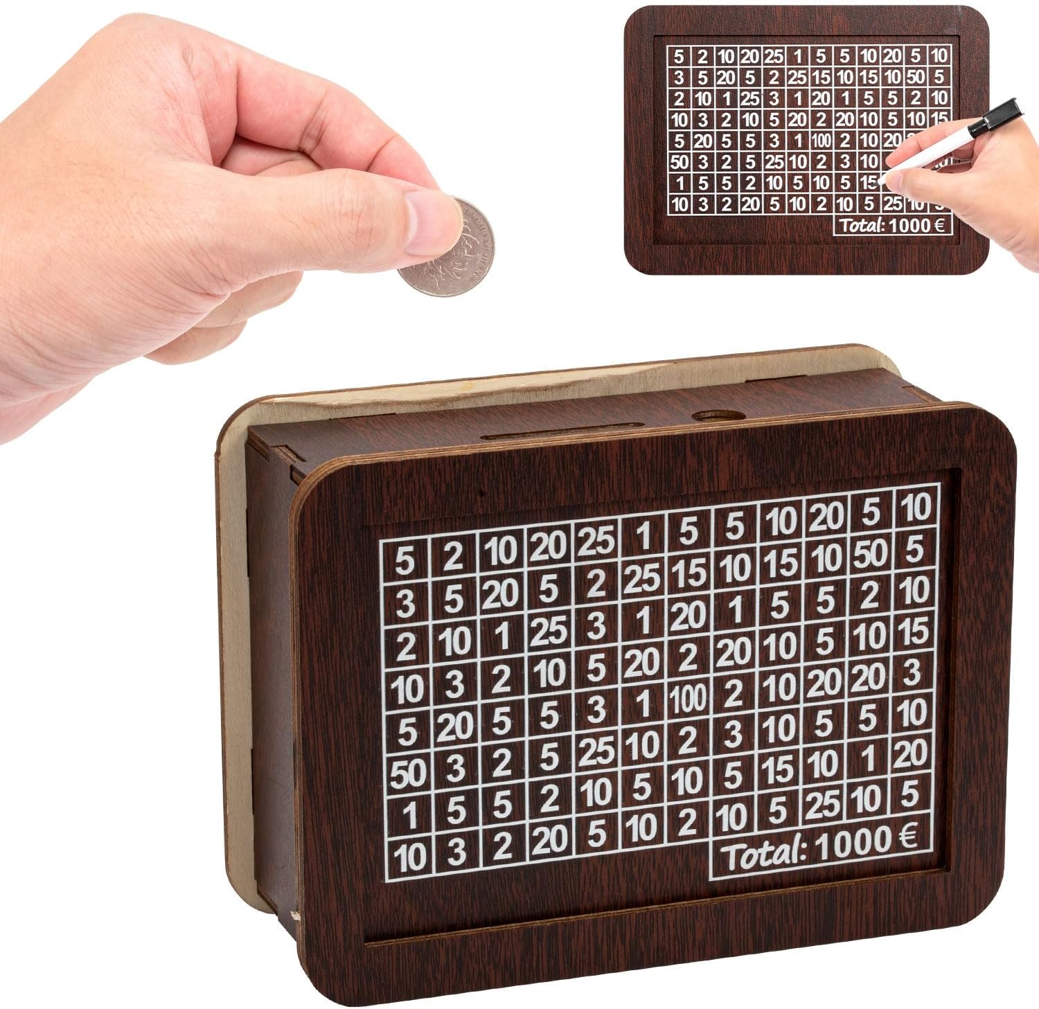 Wooden Letter Money Box, Money Saving Tin 1000 Pound, Money Box with