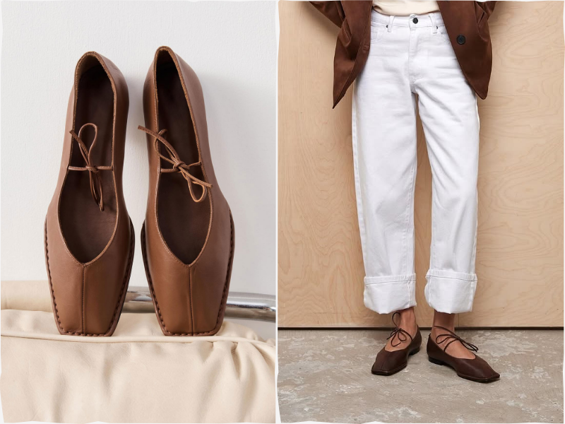 Amazon.com | VorisVina Lace Up Square Toe Ballet Flats for Women