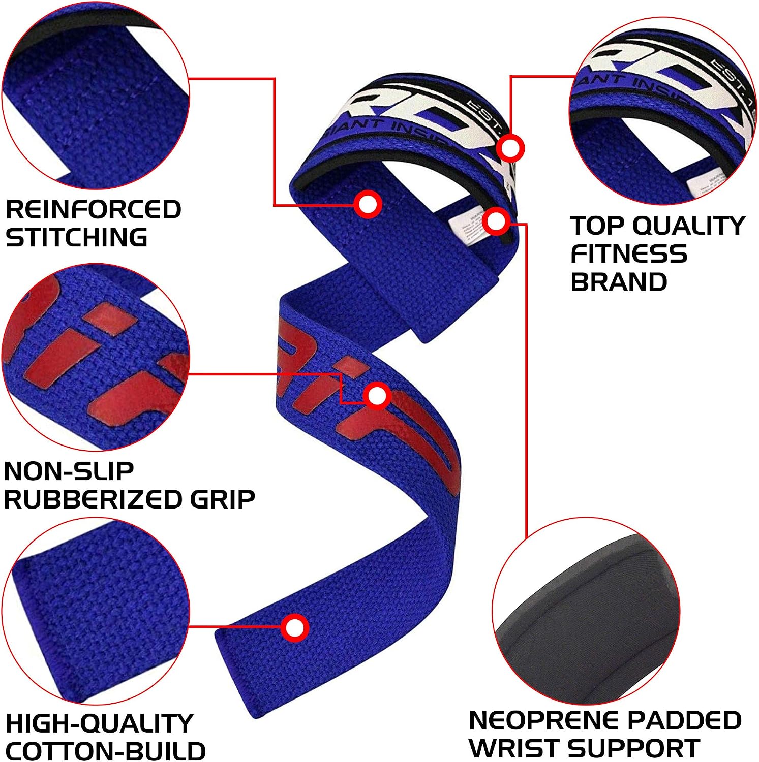 RDX Lifting Straps for Weightlifting, 100% Cotton Heavy Duty Gym Wrist Strap with 5MM Neoprene Padding - Image 5