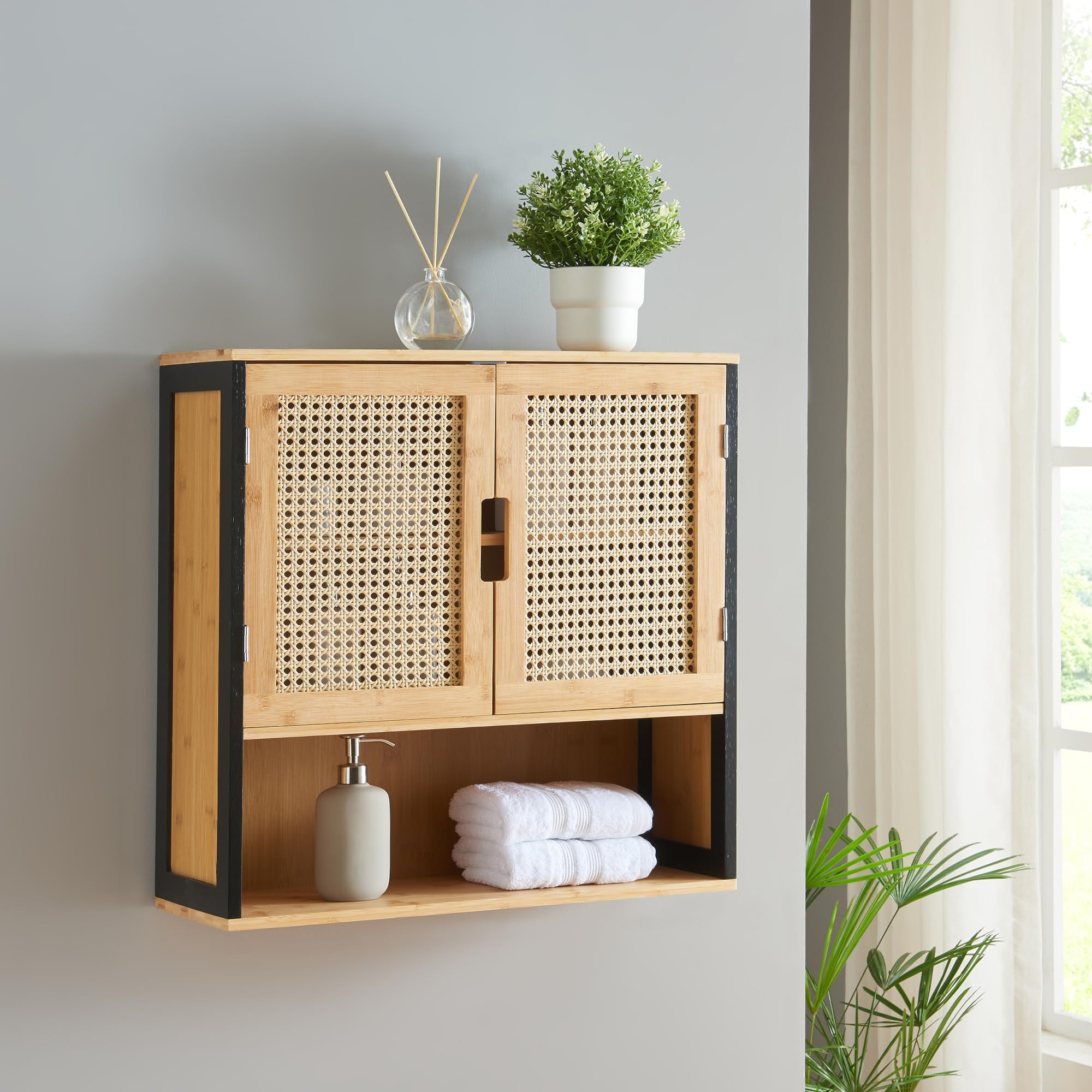[en.casa] Badezimmerschrank Tervola Hngeschrank fr Bad Schwarz Bambus  Badschrank hngend mit 2 Tren Wandschrank 60 x 60 x 20 cm : Amazon.de:  Kche, ...