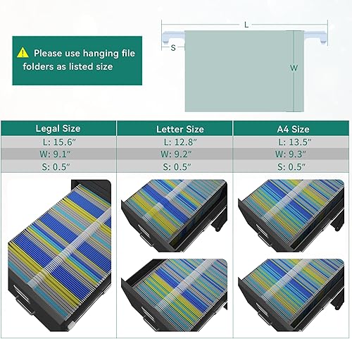 Miniatura 7 de YITAHOME Archivador vertical de 2 cajones, archivador móvil de metal con cerradura, archivador debajo del escritorio para tamaño legalcartaA4,