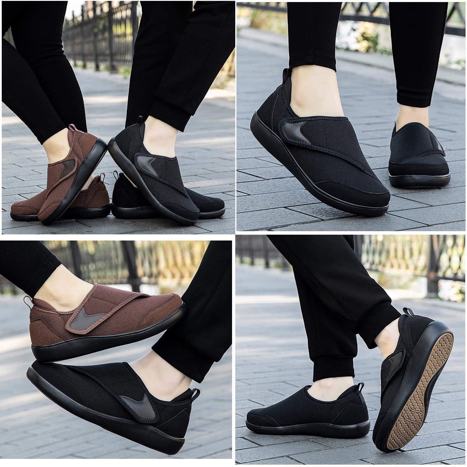 Gaatpot Zapatos para Diabéticos para Hombre Mujer Extra Anchas Zapatillas Ortopédicos Terapéuticos para Neuropatía Calzado para Edema Artritis Ajustable 36-44EU