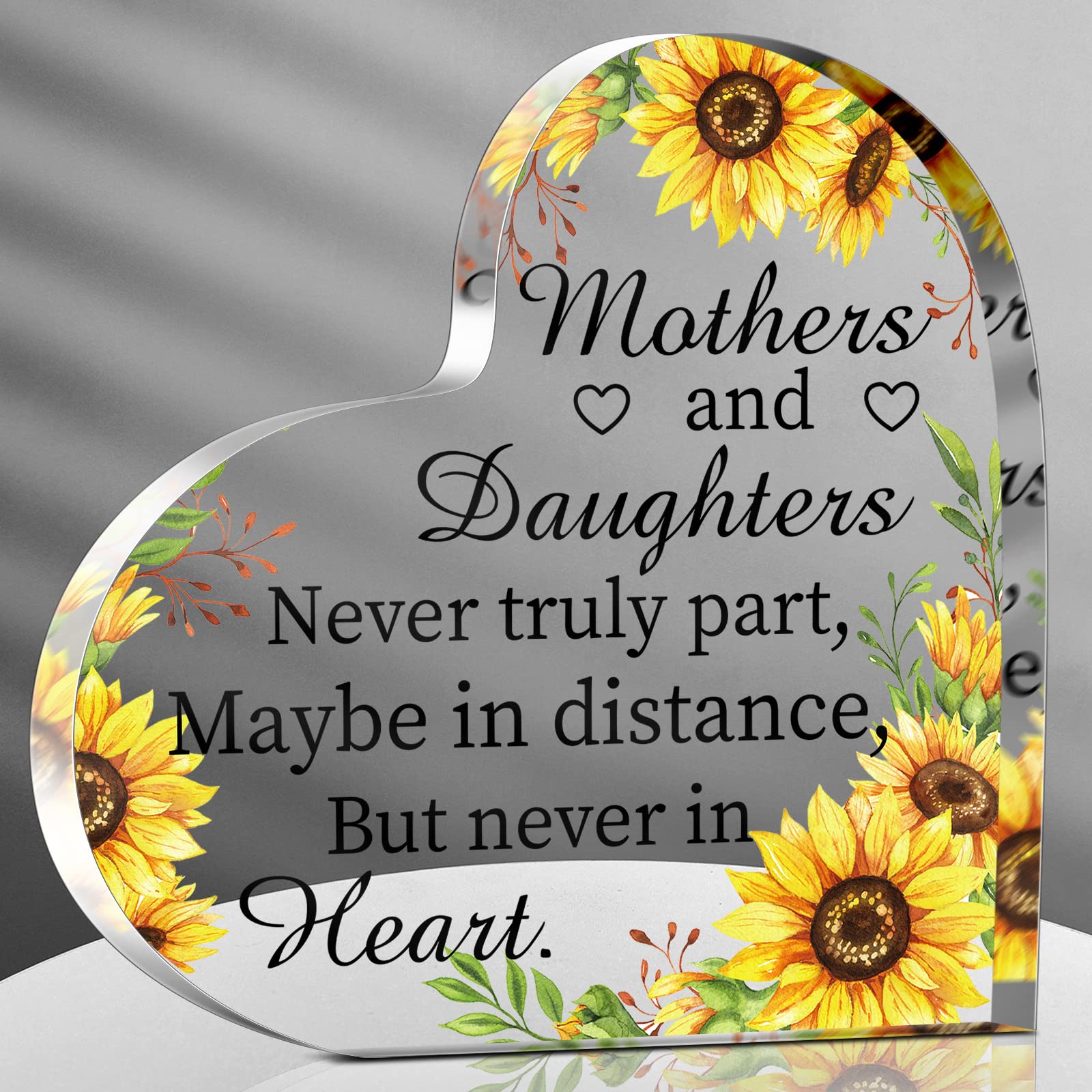 Jetec Gift for Mom from Daughter Son Christmas Acrylic Heart Shaped Block for Moms Heart Plaque Sign for Grateful Mother‘S Day Birthday Thanksgiving Gift Ideas(Mother and Daughter)