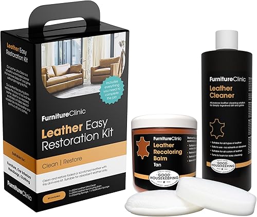 Miniatura 73 de Furniture Clinic - Bálsamo de cuero para recolorar, 16 colores, kit de reparación de cuero para muebles, sofás, asientos de automóvil y más, tinte