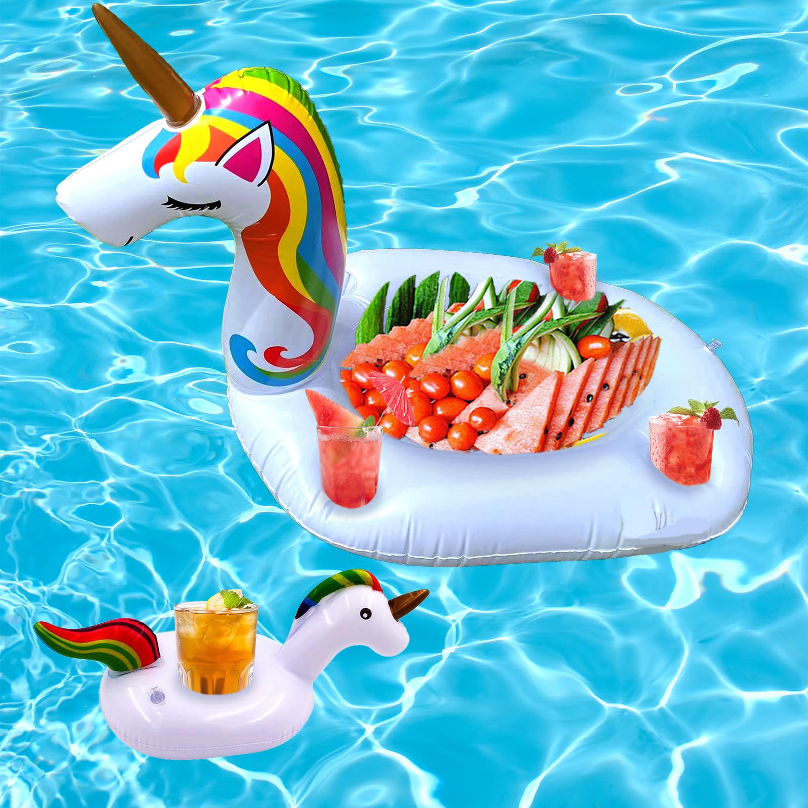 Shinybox Posavasos Piscina Hinchable, Soporte para Bebidas para Piscina con 1 Portabebidas Pequeño, Barra de Piscina Inflable, Titular Flotante Inflable para Piscina para Fiesta, Parque Acuático