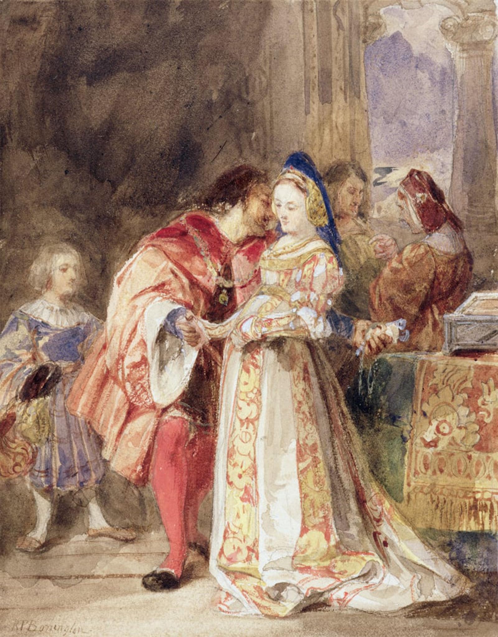 SERENDIPITP Vintage Wall Art Canvas Nordic Poster Canvas Print Picture Portia and Bassanio by Richard Parkes Bonington Wall Art Poster for Home Decor 60x90cm
