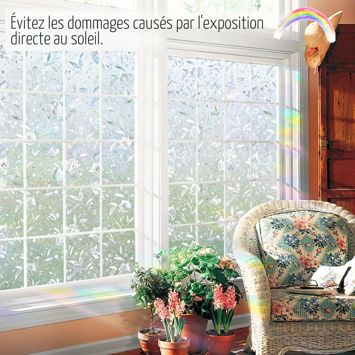 KROMAPOLIS Film Fenêtre Anti Regard Vitrail Tulipe - Électrostatique Anti UV pour Vitre - Vinyle pour Chambres à Coucher et Salles à Manger - 90 * 400cm